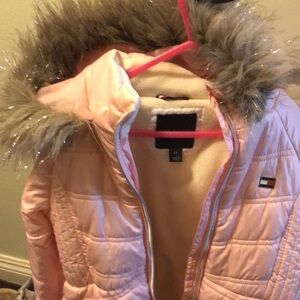 Tommy Hilfiger Pink Kids Jacket with Fur Hood